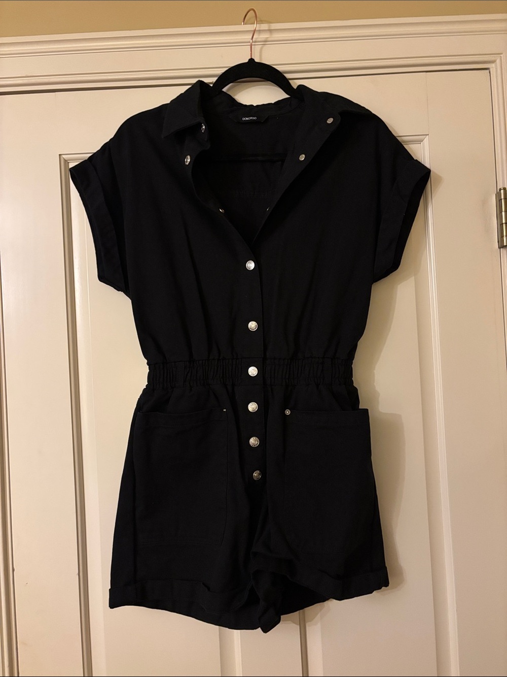 Black Snap-Front Kids One-Piece Romper
